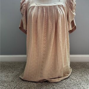 Chic Beige Eyelet Women's Blouse